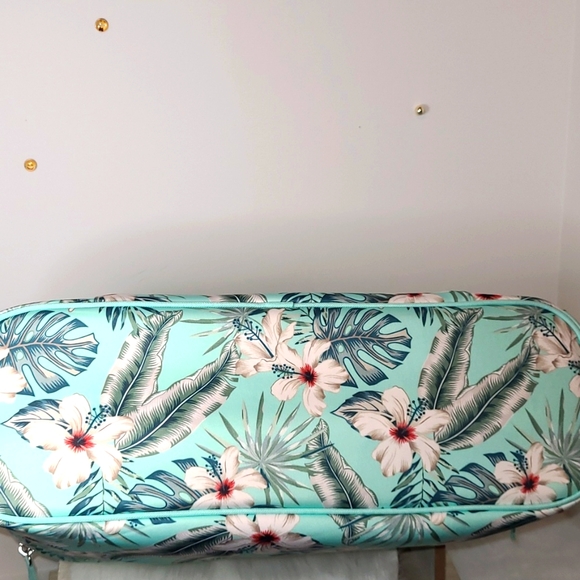 No Boundaries Aqua Verde Hawaiian Beach Zip Insulated Bottom Large Tote Bag NWT - Picture 17 of 17